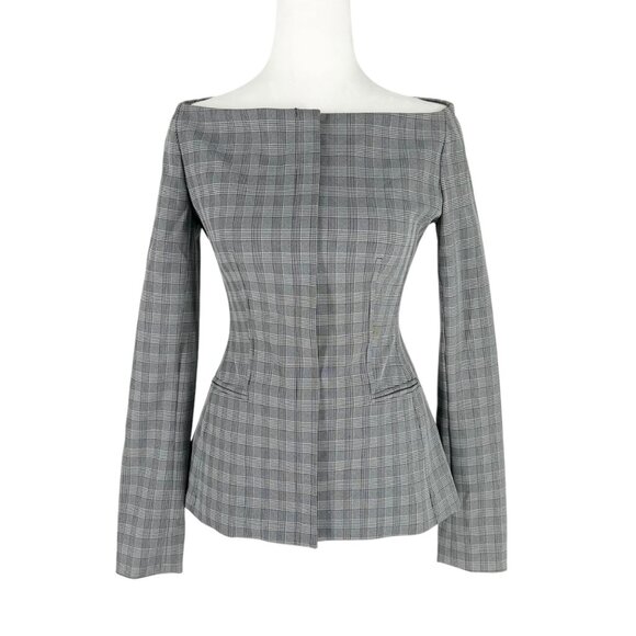 NWT Theory McClair Plaid Off the Shoulder Jacket - Picture 2 of 7